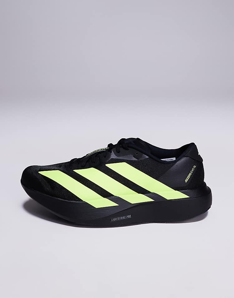 Black and neon yellow adidas Adizero Evo SL sneakers with lightweight sole for men