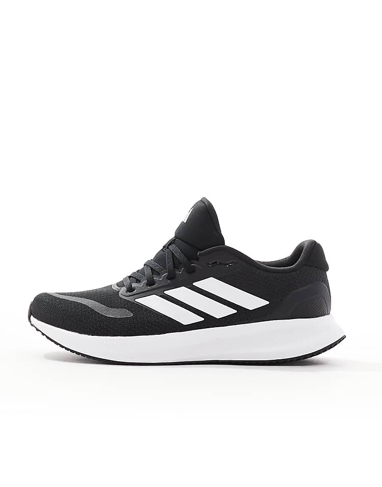 Black and white adidas RunFalcon running shoes for men with breathable mesh upper and cushioned sole