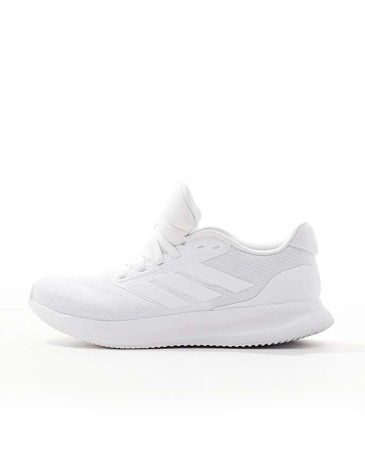 White adidas RunFalcon running shoes for men with breathable mesh upper and cushioned sole