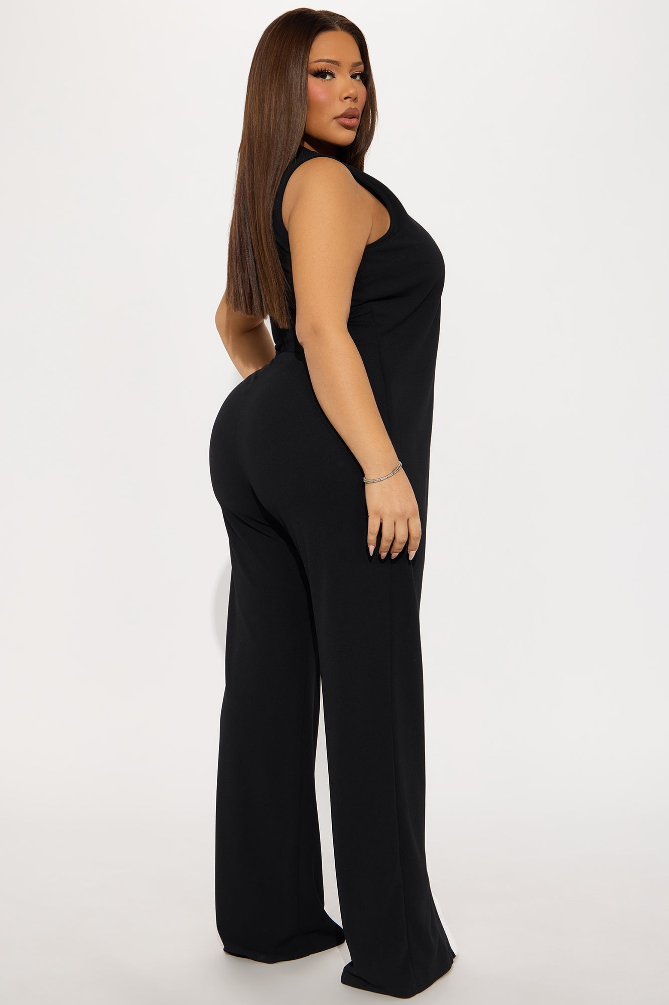 Stylish black jumpsuit for women featuring a sleek design and a flattering fit