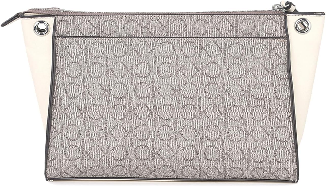 Calvin Klein Reyna crossbody bag in gray with stylish logo pattern and white accents