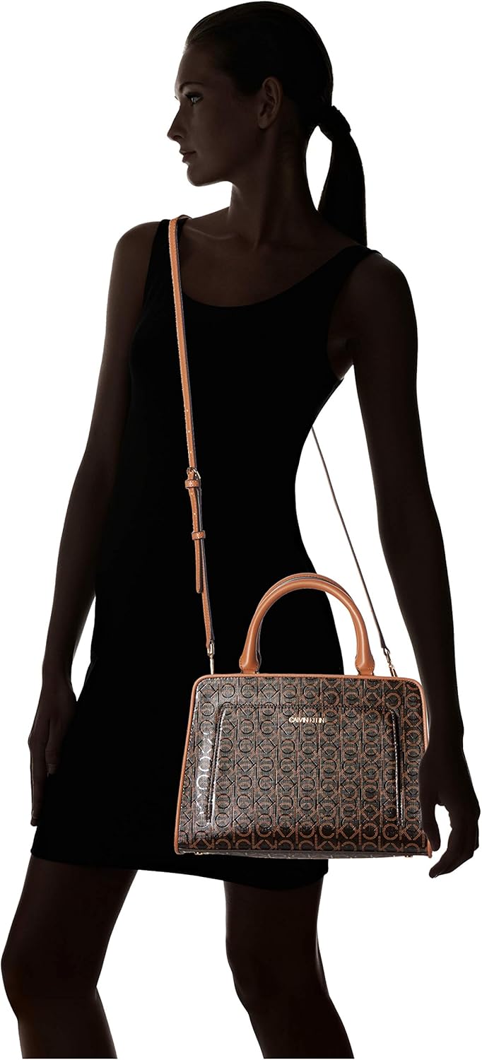 Calvin Klein textured satchel bag with a stylish design, perfect for everyday use.