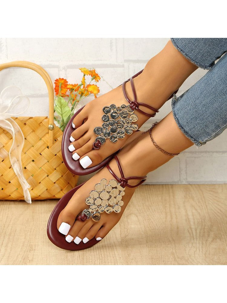 Wholesale7 casual sequin slippers for women in burgundy with decorative shiny sequins and ankle straps