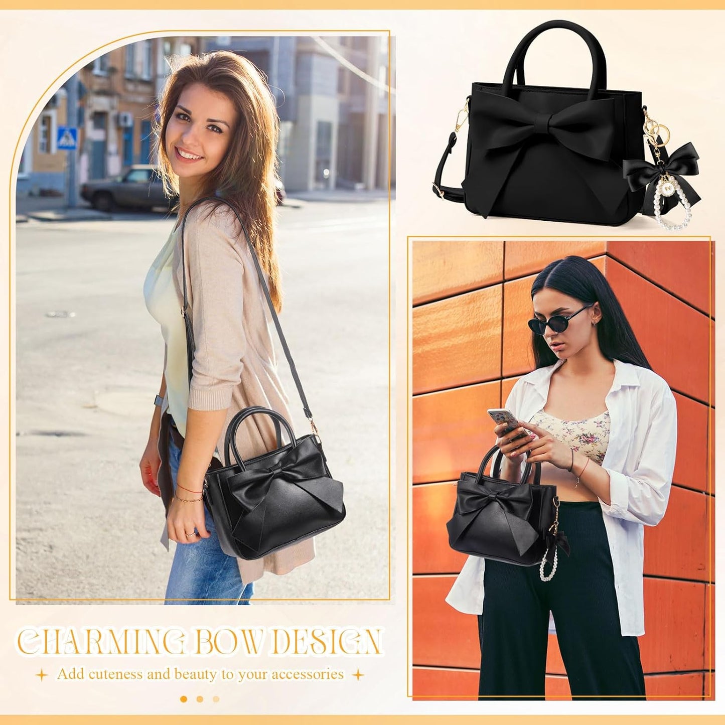 Modan Online black crossbody bag with bow detail, one of the cute purses for women with stylish charm