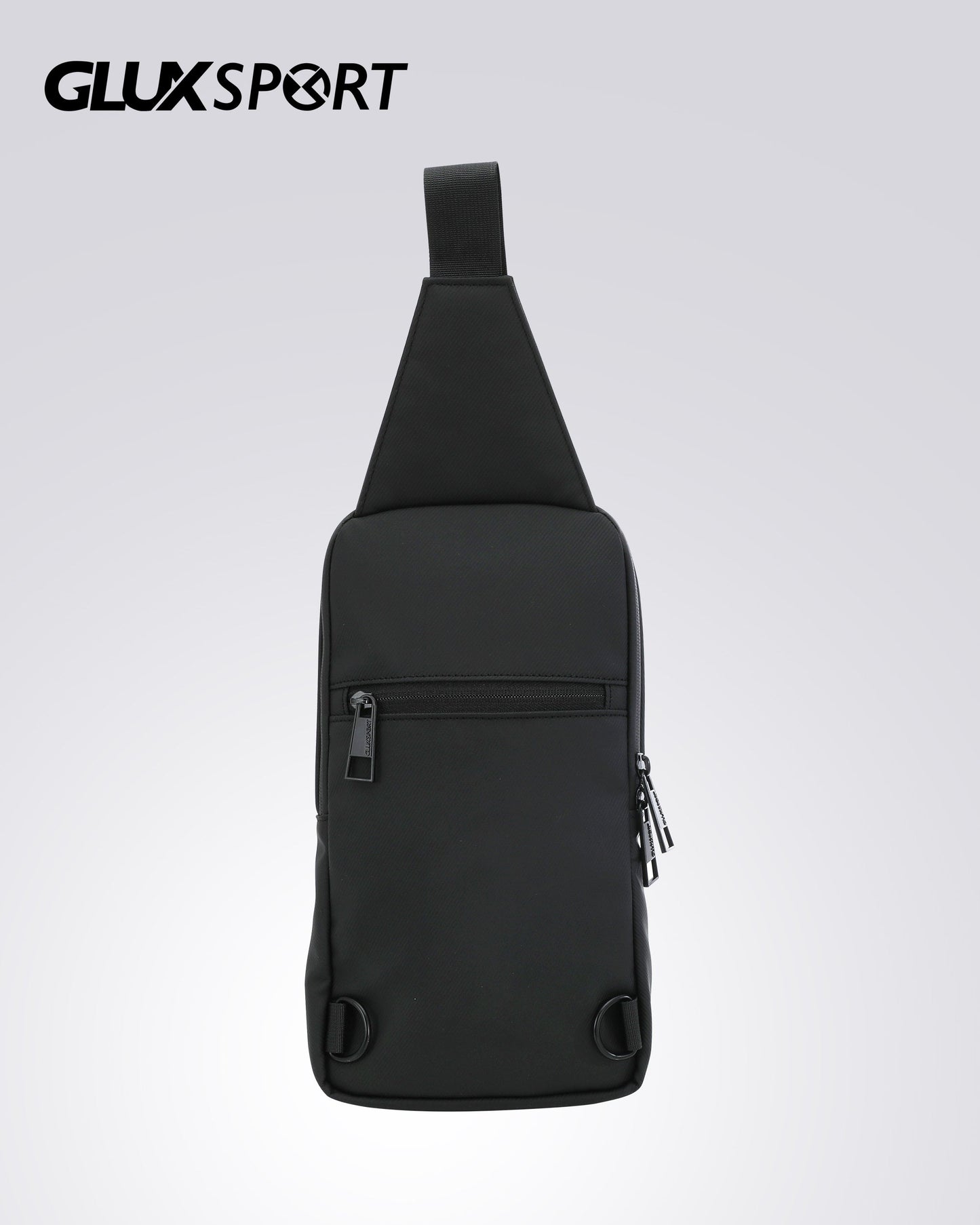 GLUX men's crossbody chest bag in sleek black design with adjustable strap and zippered pocket