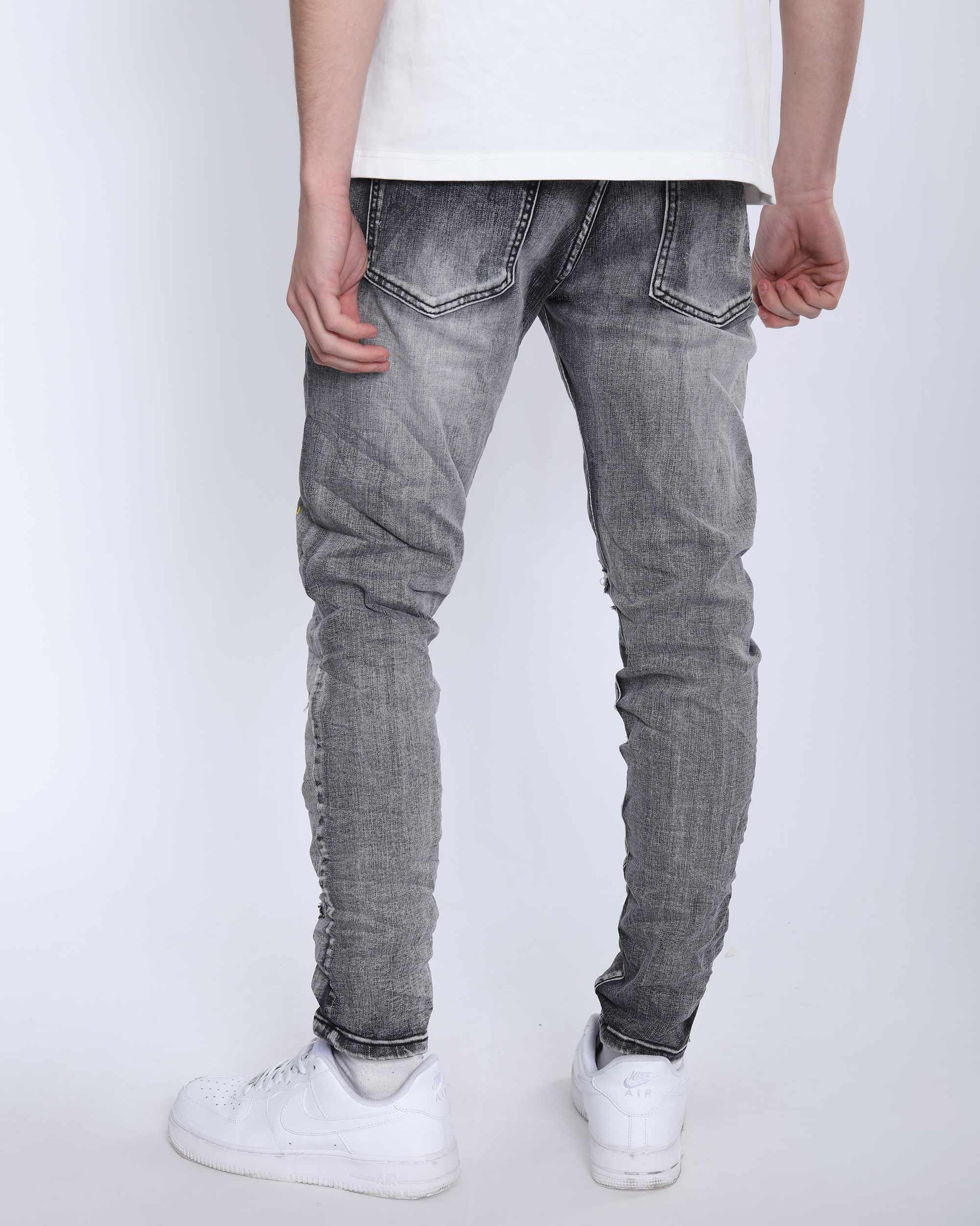 Logeqi gray slim fit jeans with a modern design for a stylish casual look