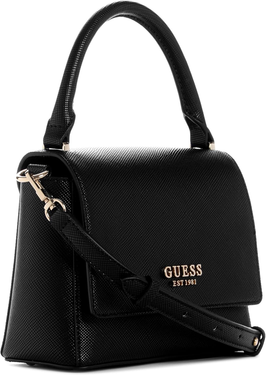 GUESS Fedana white flap bag featuring a sleek design and adjustable shoulder strap