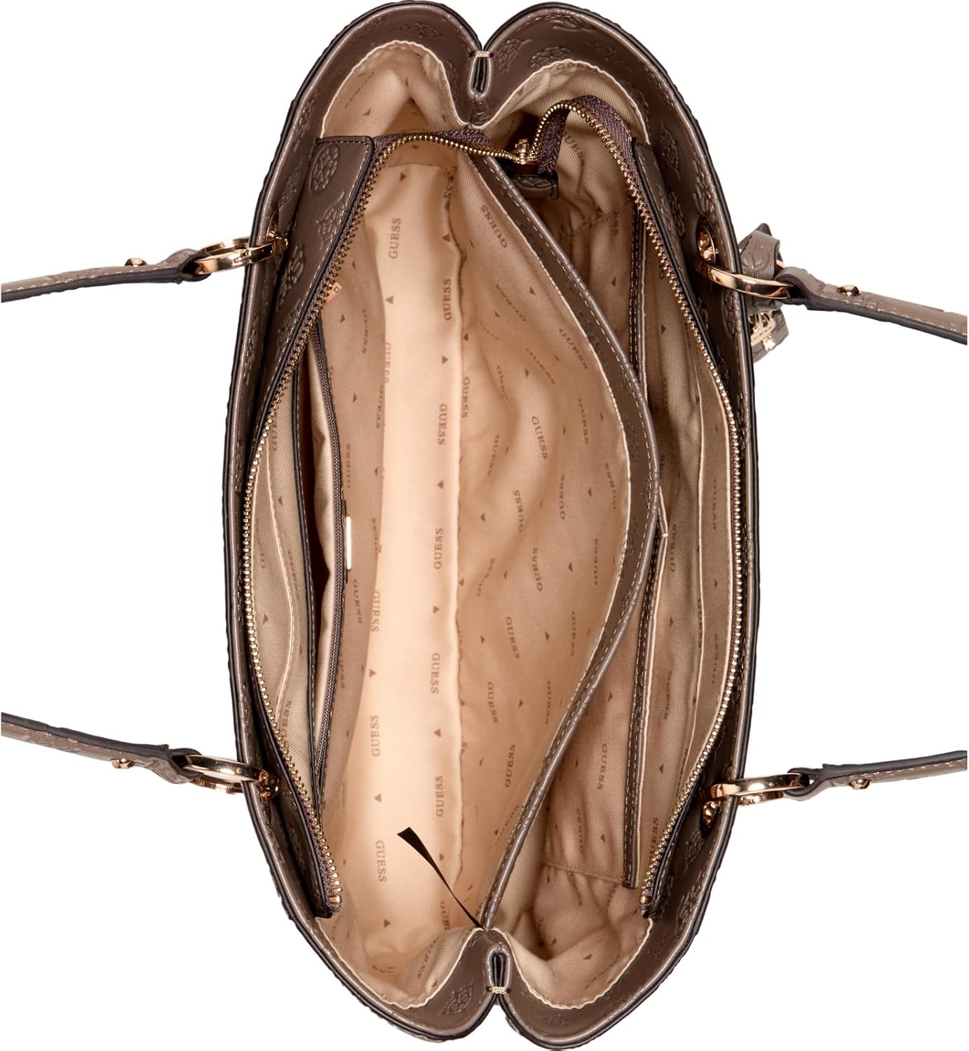 GUESS Gerty Noel tote bag interior view with spacious compartments and elegant lining