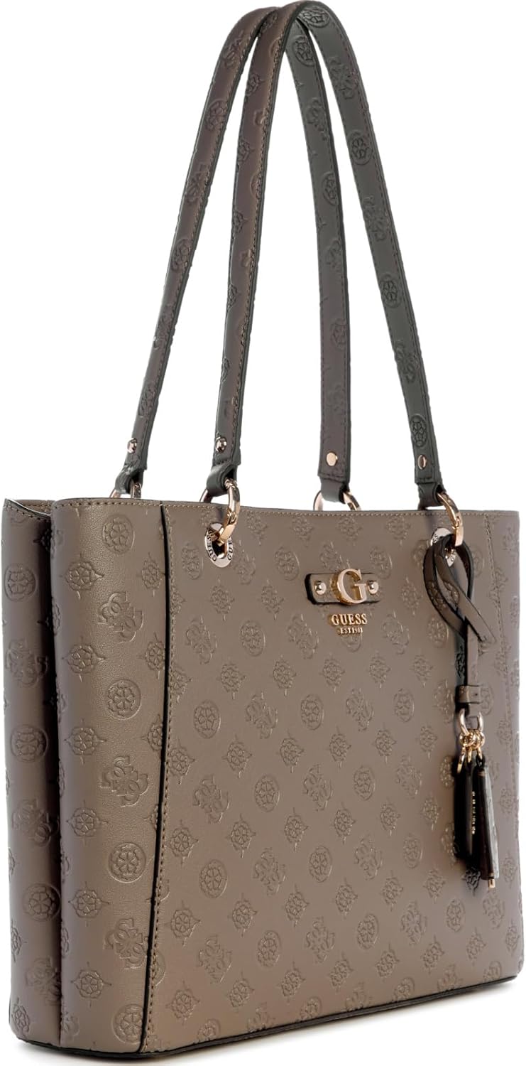 GUESS Gerty Noel tote bag in taupe with stylish logo pattern and elegant design for everyday use