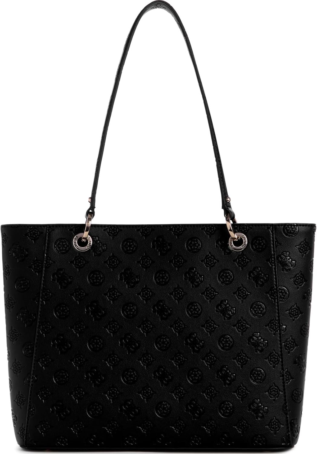 GUESS Gerty Noel tote bag in black with a stylish embossed pattern and dual shoulder straps