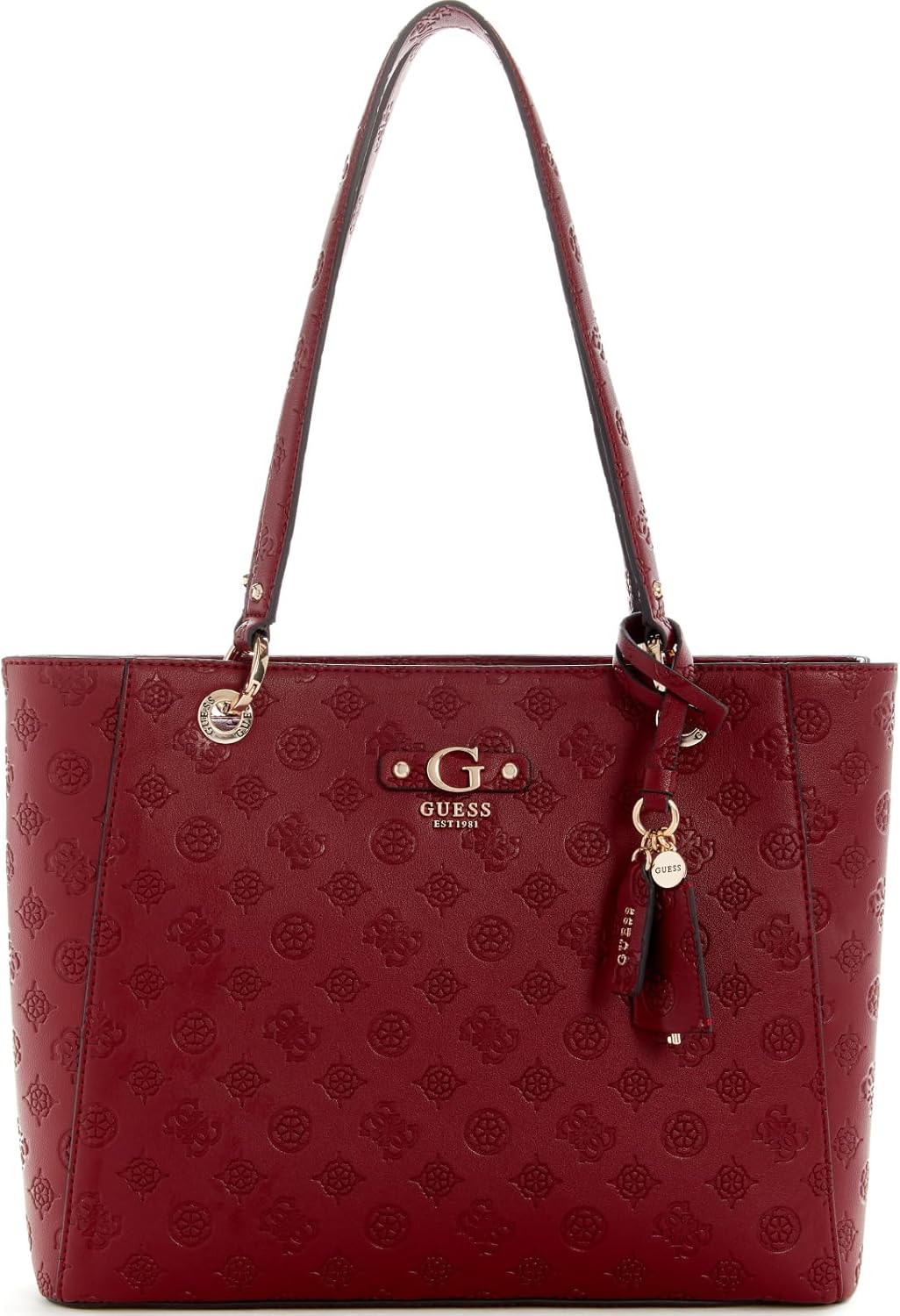 GUESS Gerty Noel tote bag in red with embossed logo and stylish handles for everyday use