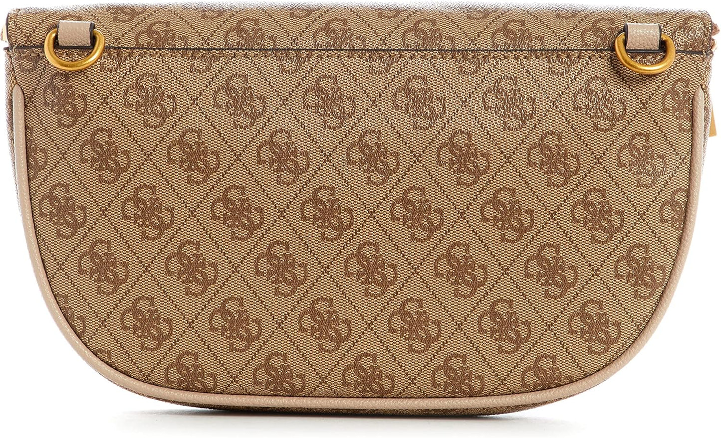 GUESS Manhattan belt for women tan monogram waist pack with gold hardware and leather trim