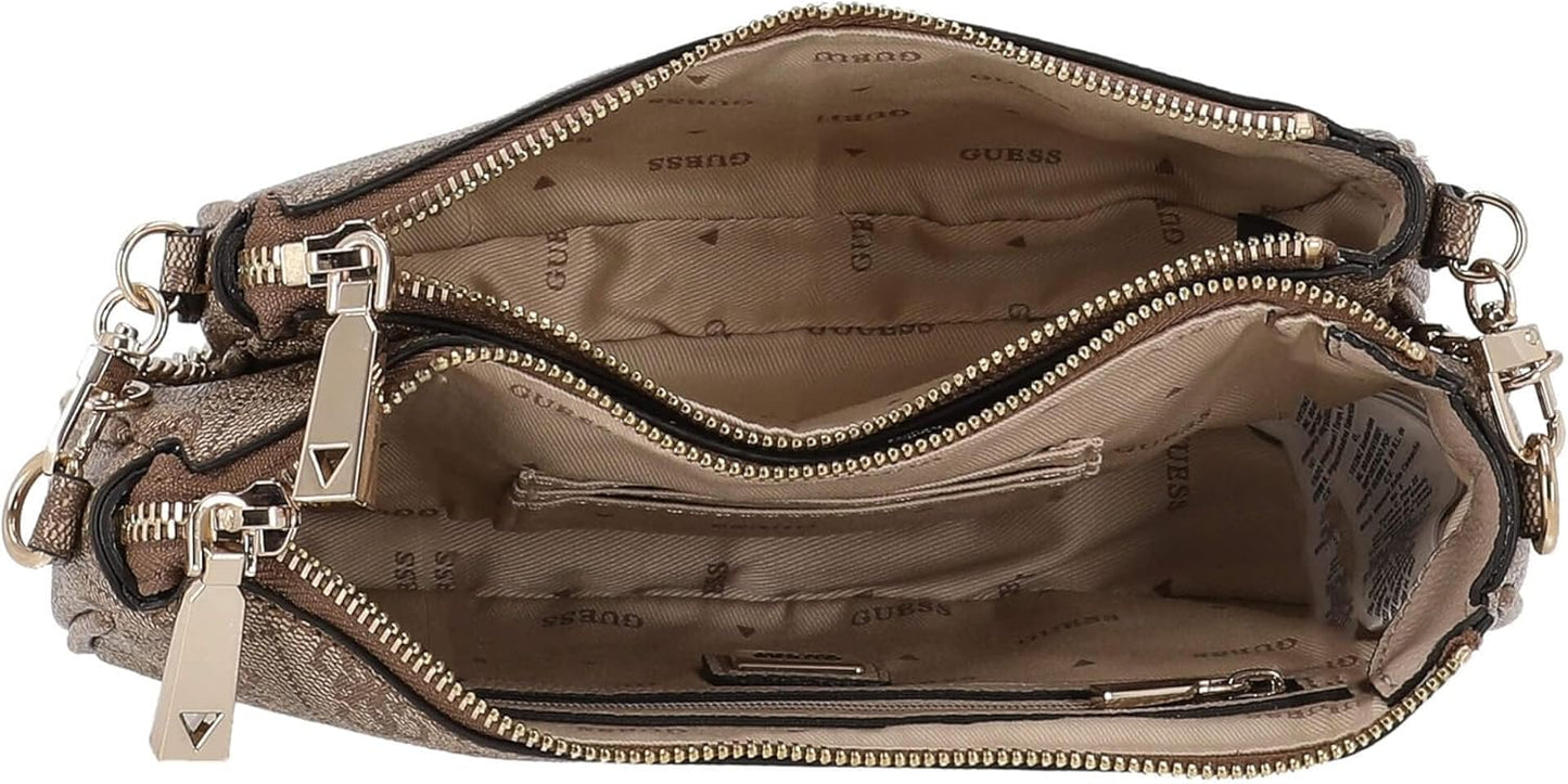 Interior view of GUESS Noelle crossbody bag showing dual compartments and stylish design