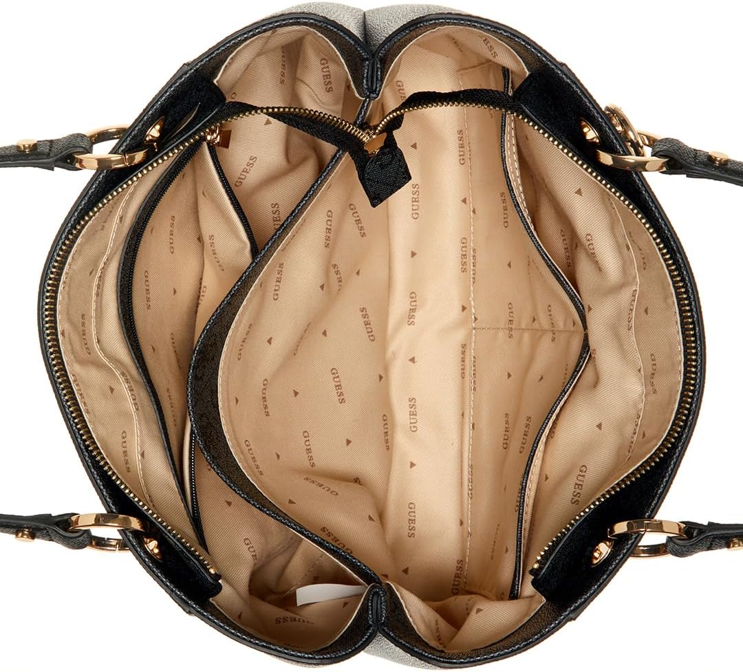 Interior view of GUESS Noelle Small Tote Bag showing spacious compartments and elegant design