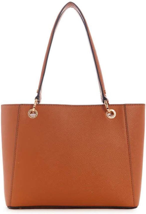 GUESS Noelle Small Tote Bag in brown with chic design and durable faux leather material