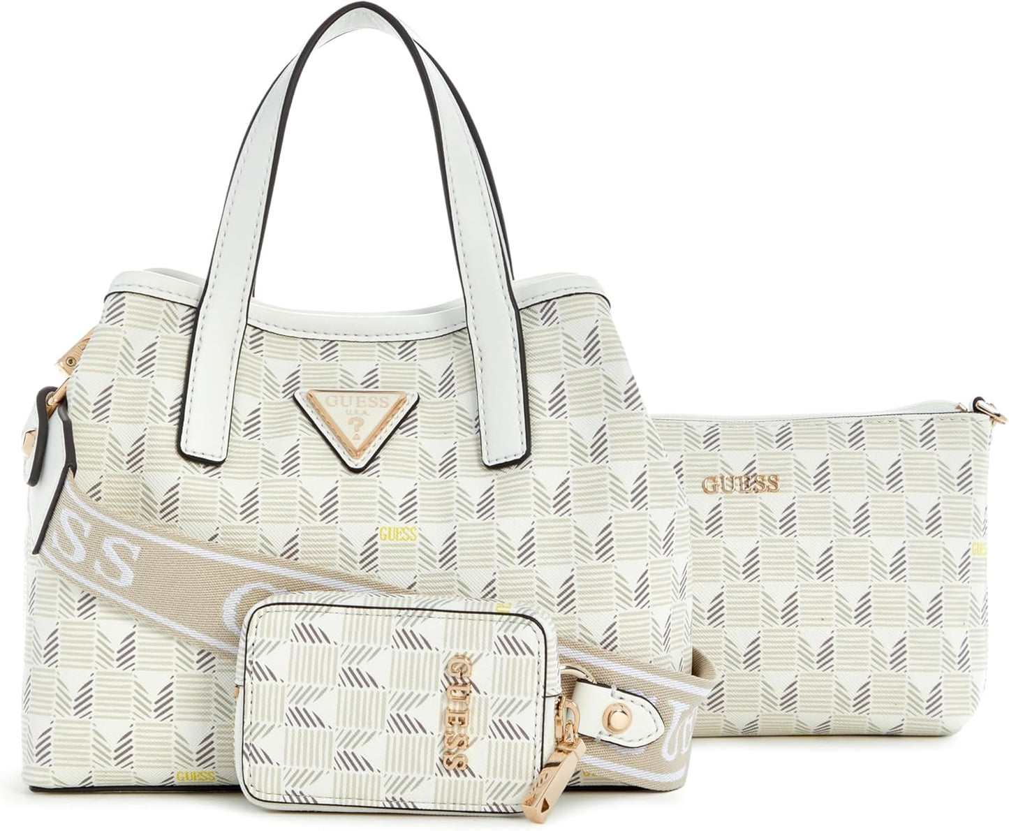GUESS Wave Mini Tote Stone with detachable pouch and stylish strap for versatile use