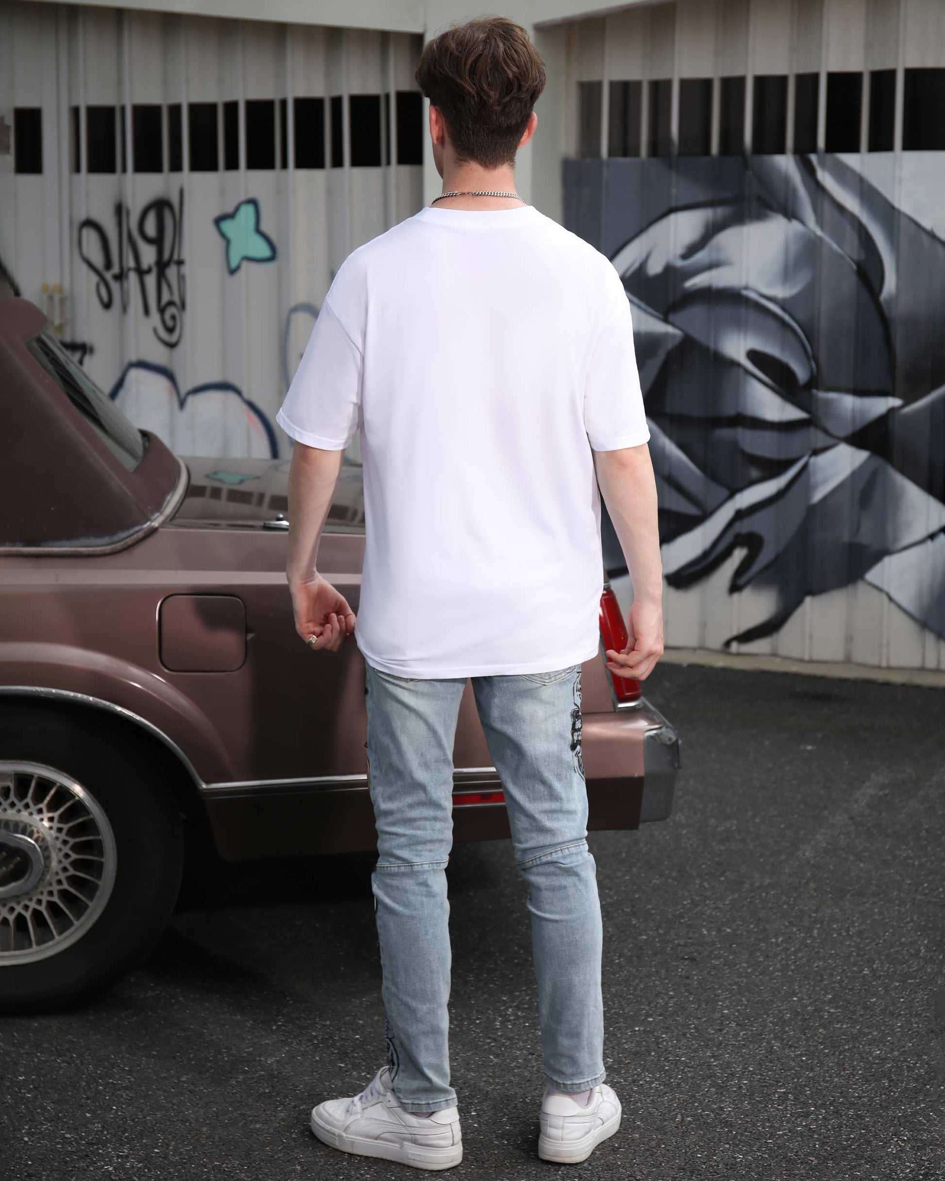 Logeqi Hip Hop Slim Fit Jeans in light wash with a comfortable, trendy design for everyday wear