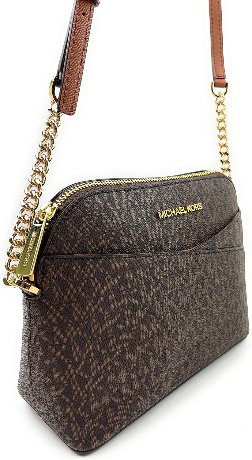 Michael Kors crossbody leather handbag in brown with an elegant design and gold accents