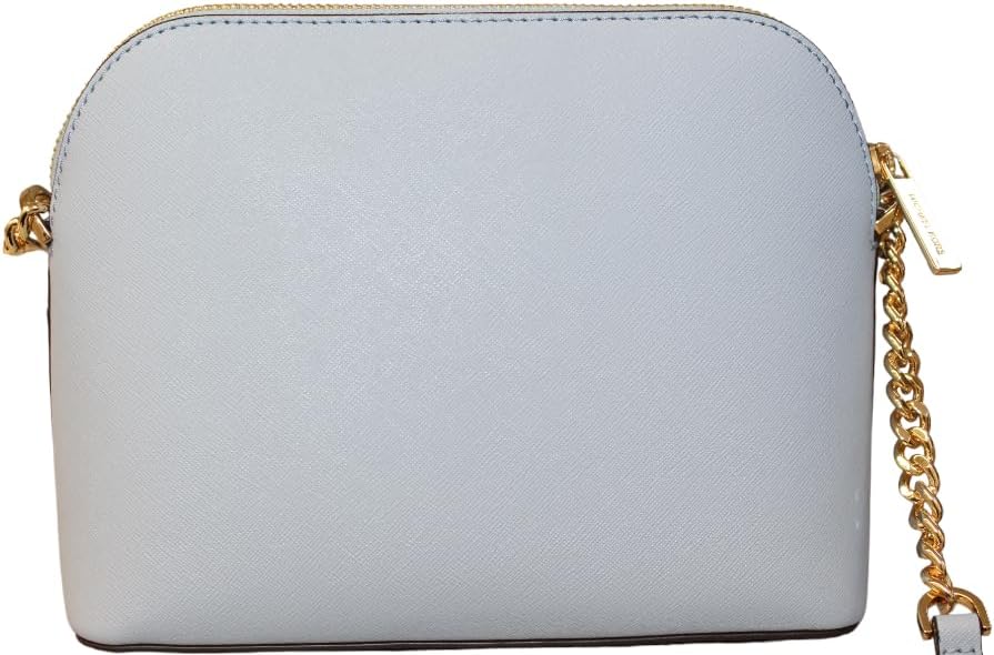 Michael Kors crossbody leather handbag in light grey with a stylish gold chain strap