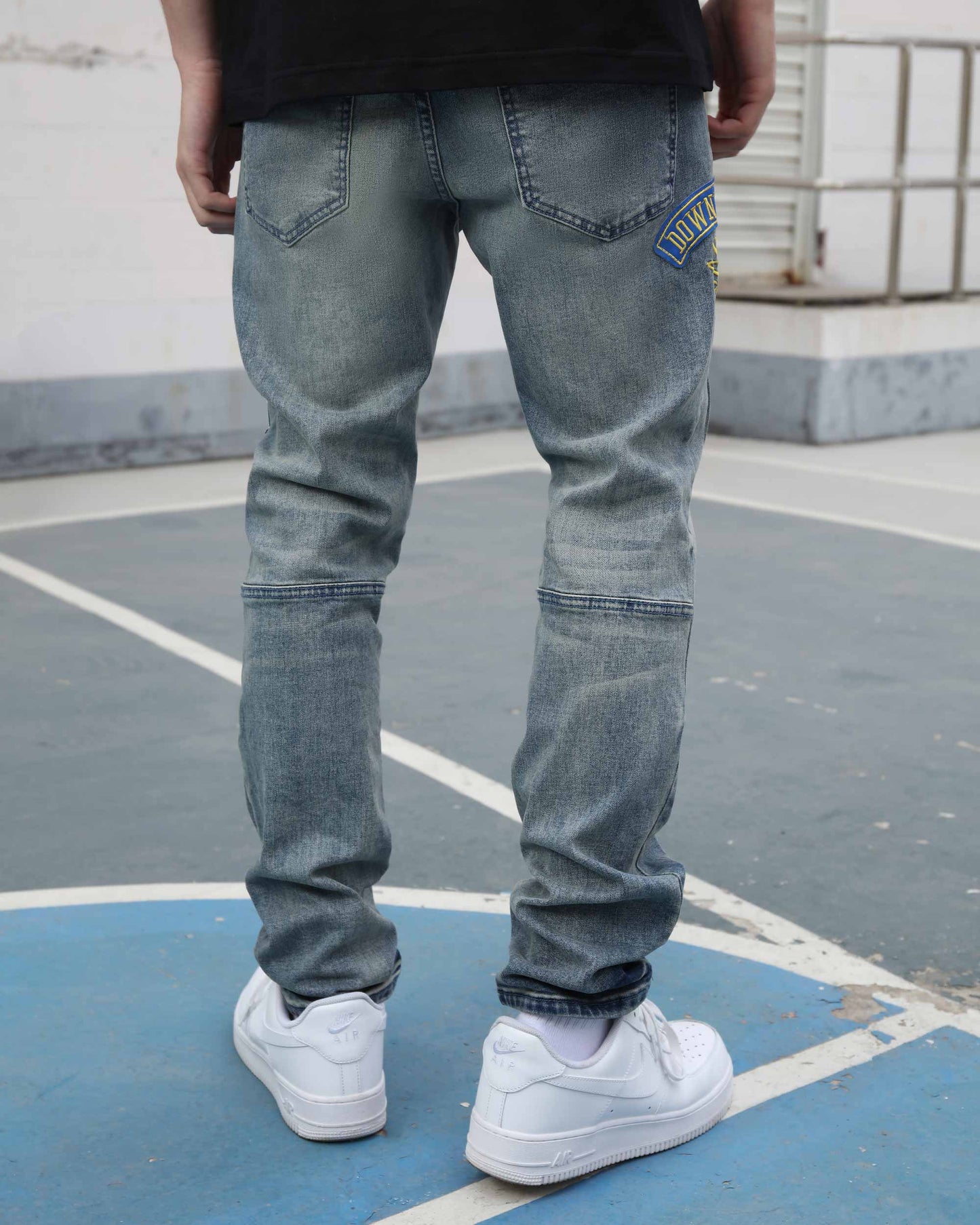 Logeqi ripped patchwork jeans with a stylish design, perfect for casual wear and street fashion