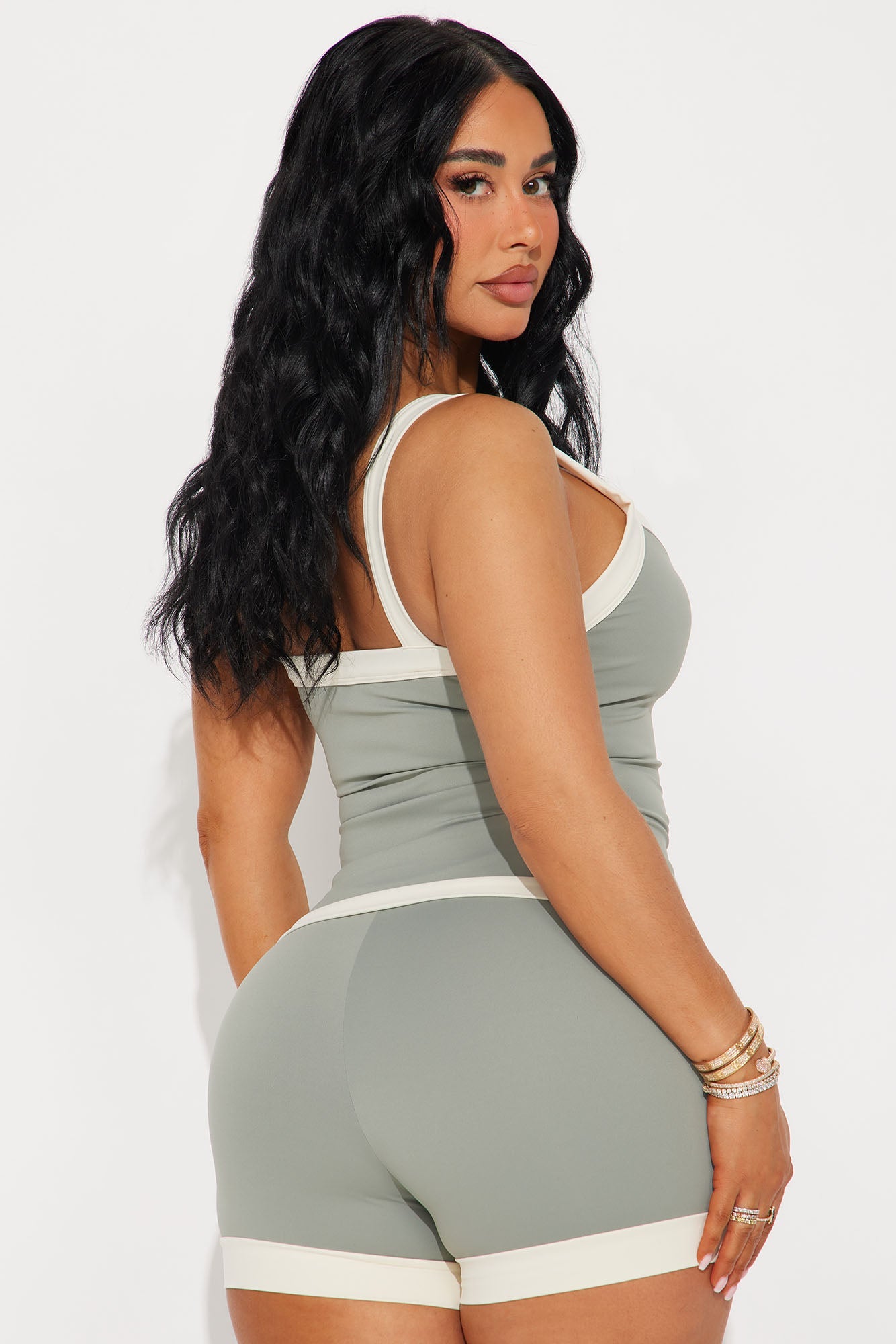 Sage green active tank top by Fashion Nova, featuring a fitted design and contrasting trim.