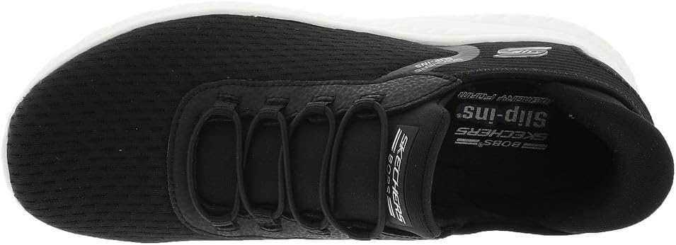 Skechers women's slip-on sneakers in black with breathable mesh upper and flexible design