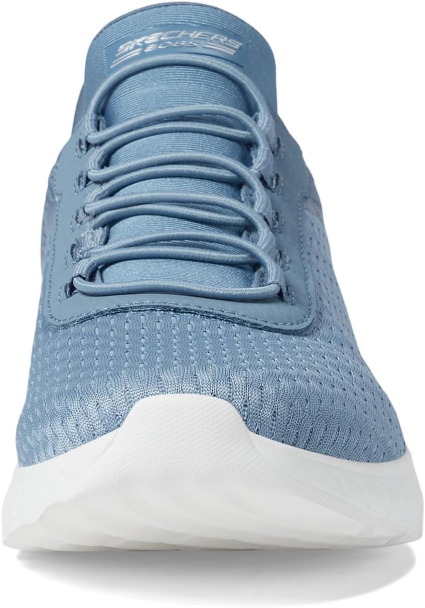 Skechers women's slip-on sneakers in light blue with breathable mesh design for all-day comfort