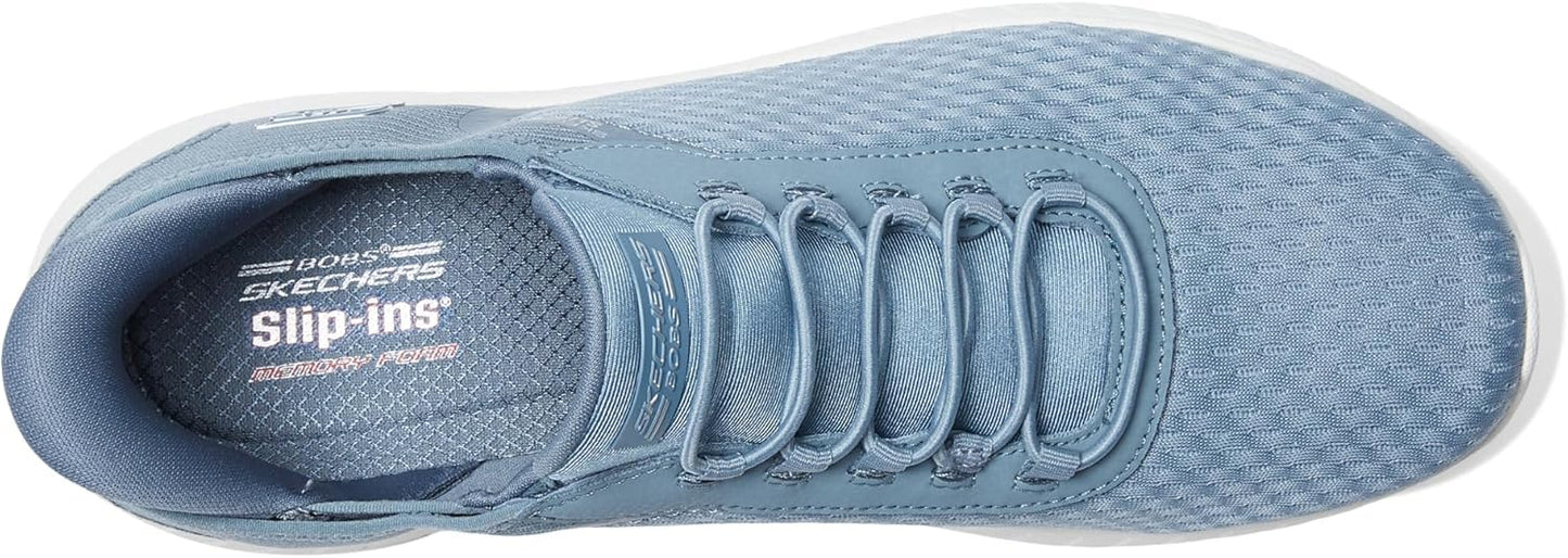 Skechers women's slip-on sneakers in blue with breathable mesh upper and easy on-off design