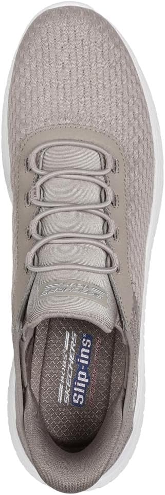 Skechers women's slip-on sneakers in gray with breathable mesh upper and comfortable fit