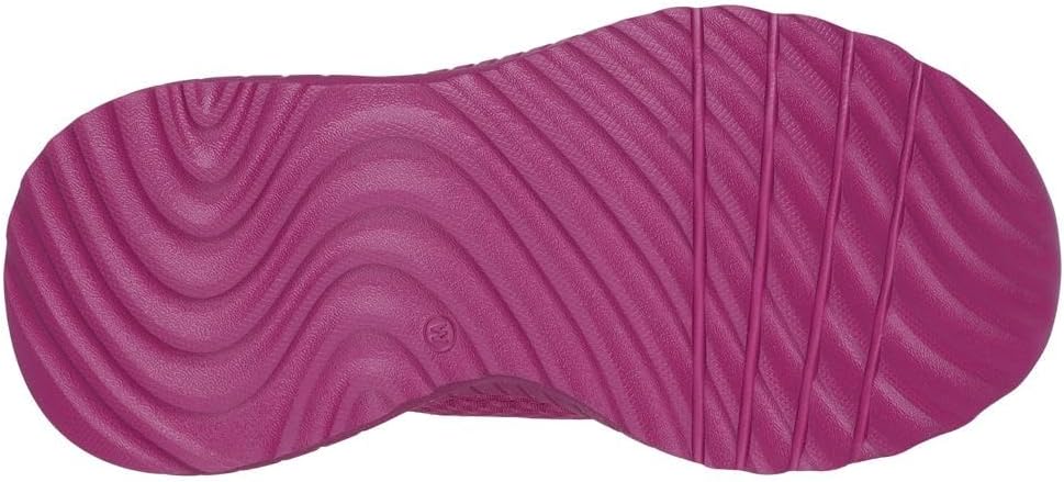 Skechers women's slip-on sneakers featuring a flexible pink outsole for comfort and traction