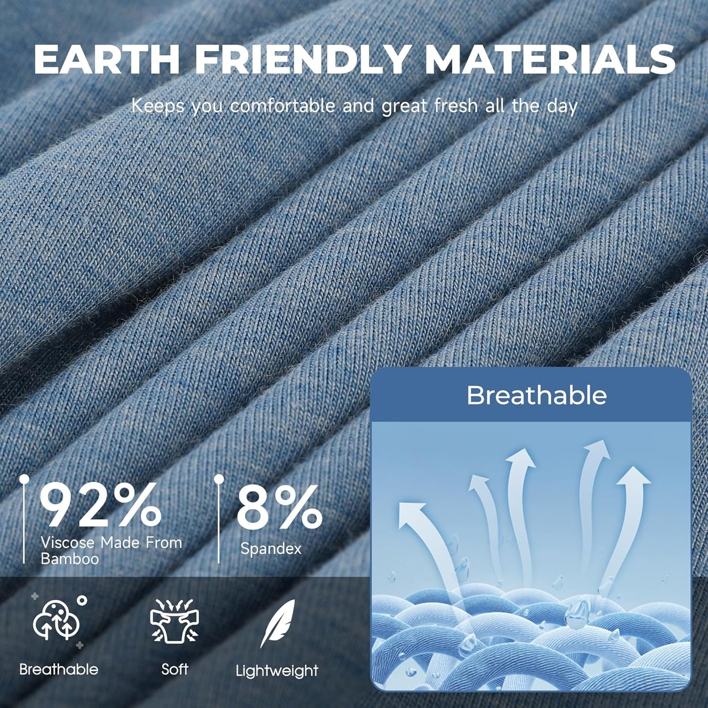 Close-up of breathable fabric showcasing men's bamboo boxer briefs with soft, lightweight materials