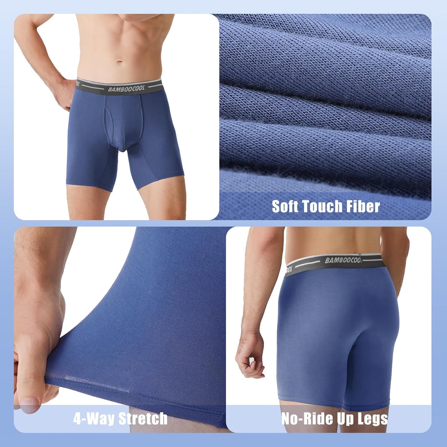 Modan Online bamboo men's boxer briefs featuring soft touch fiber and 4-way stretch design