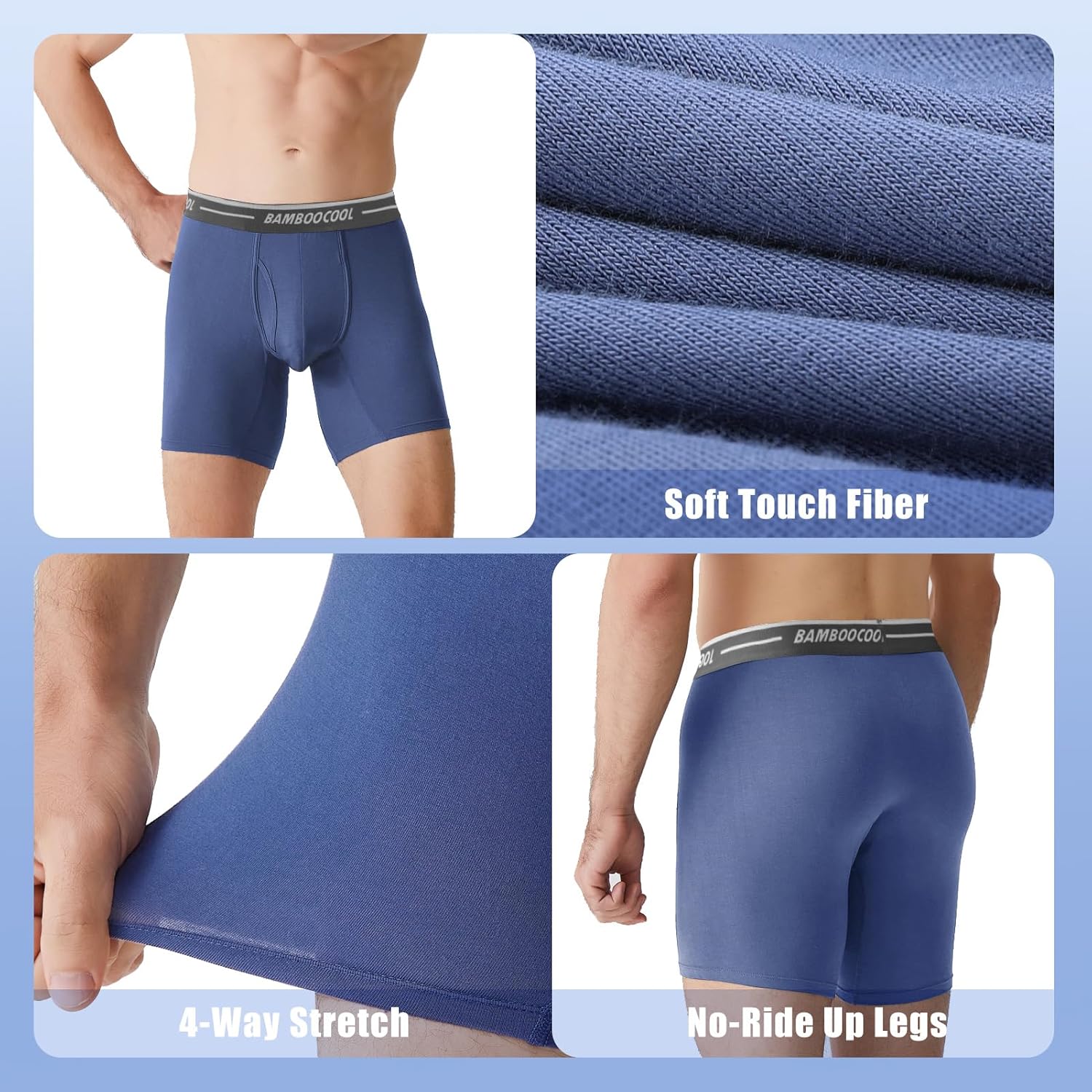 Modan Online bamboo men's boxer briefs featuring soft touch fiber and 4-way stretch design