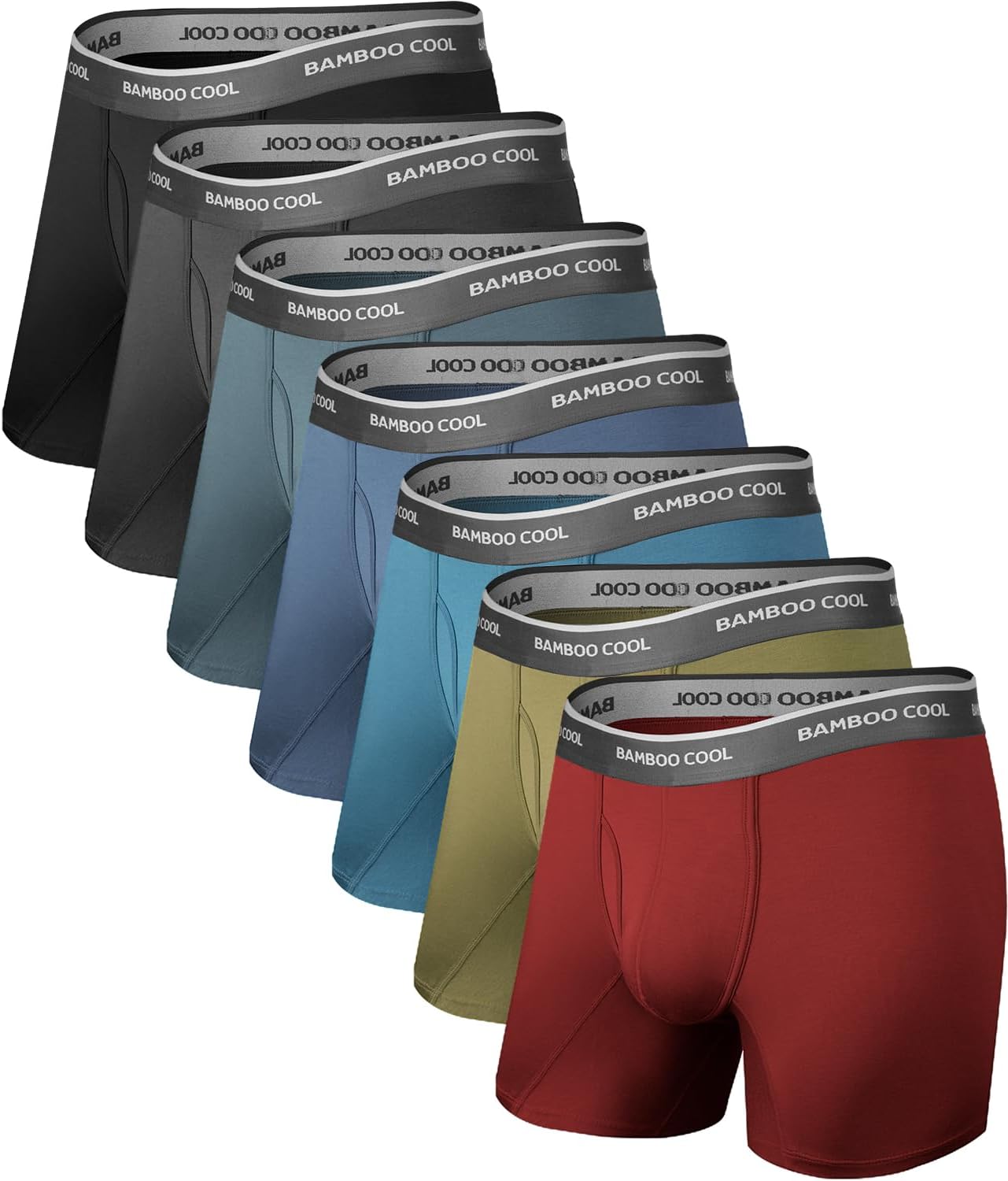Set of bamboo men's boxer briefs in various colors with comfortable fit for everyday wear