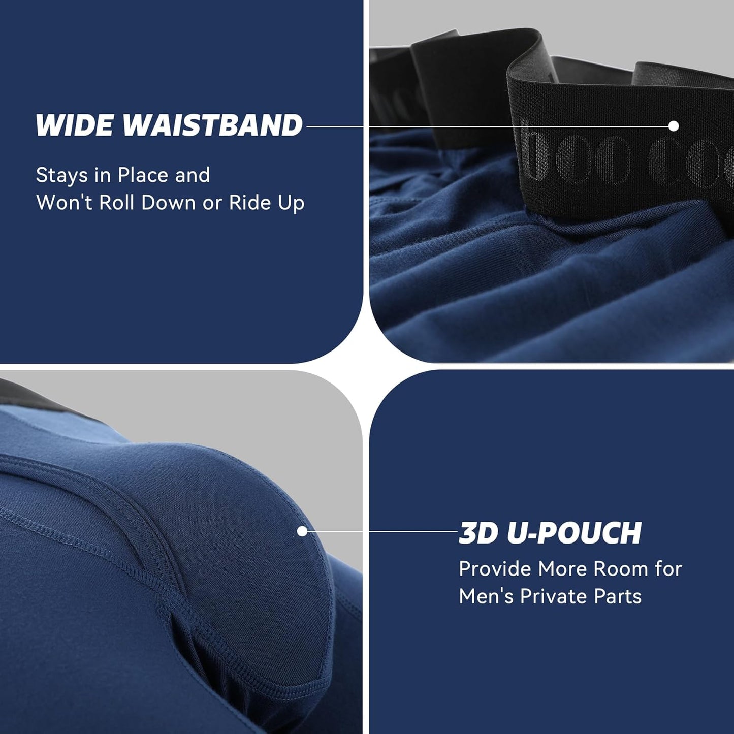 Modan Online Bamboo men's boxer briefs with wide waistband and 3D U-pouch for comfort and support