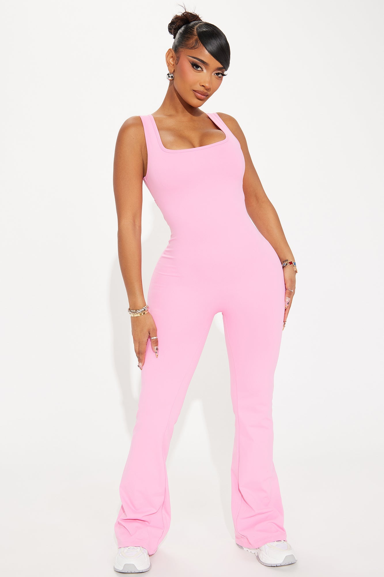 Stylish bubblegum pink active jumpsuit from Fashion Nova, perfect for workouts or casual outings