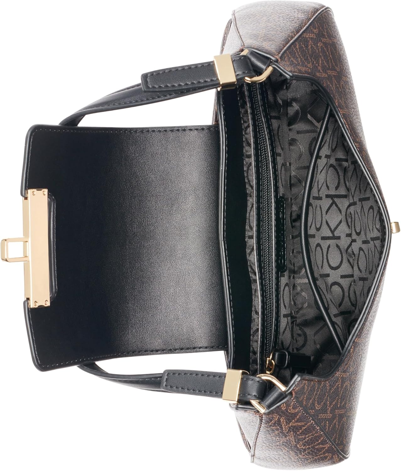 Calvin Klein almond leather shoulder bag with spacious interior and stylish design