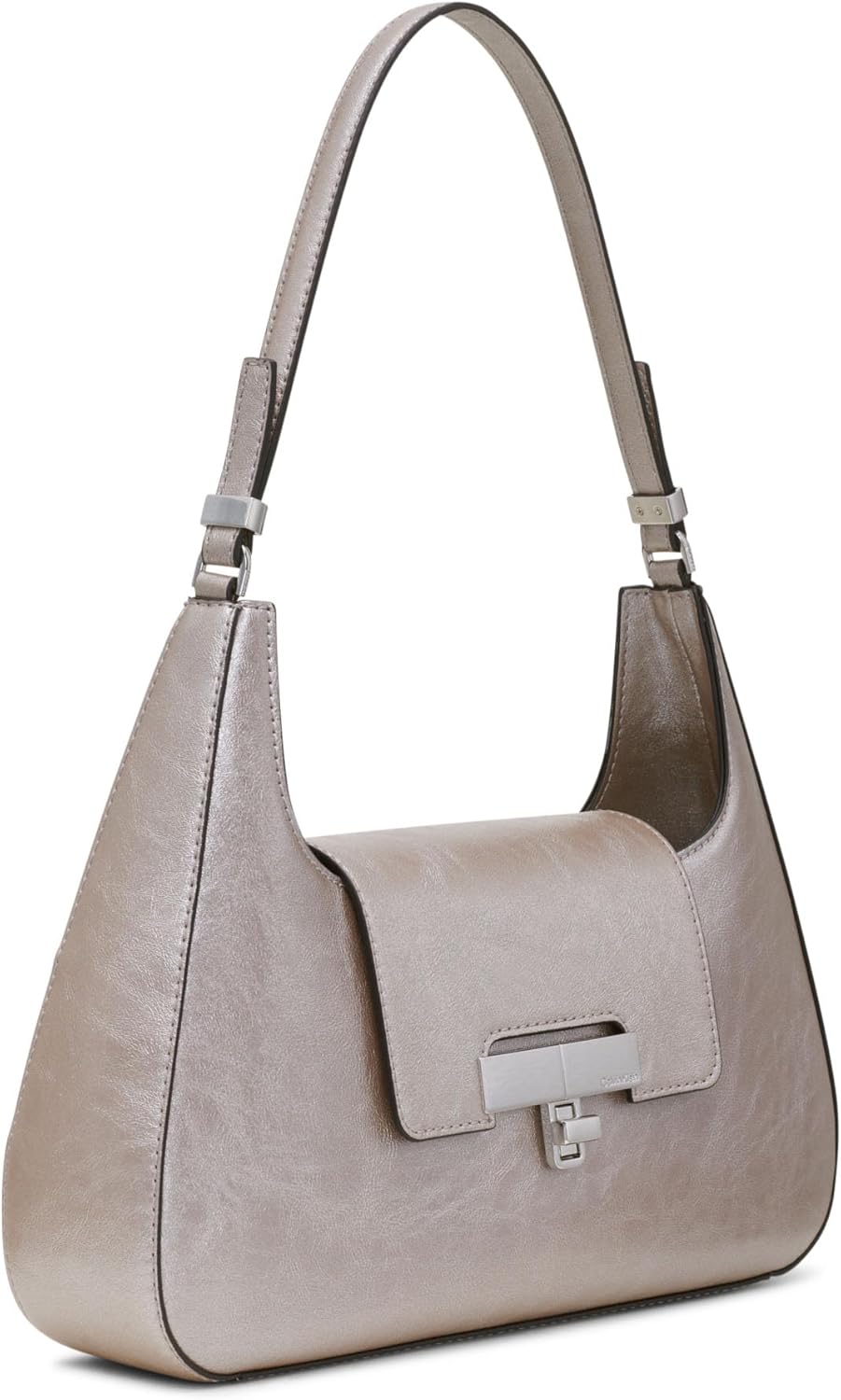 Calvin Klein almond leather shoulder bag in a sleek design with a stylish flap closure