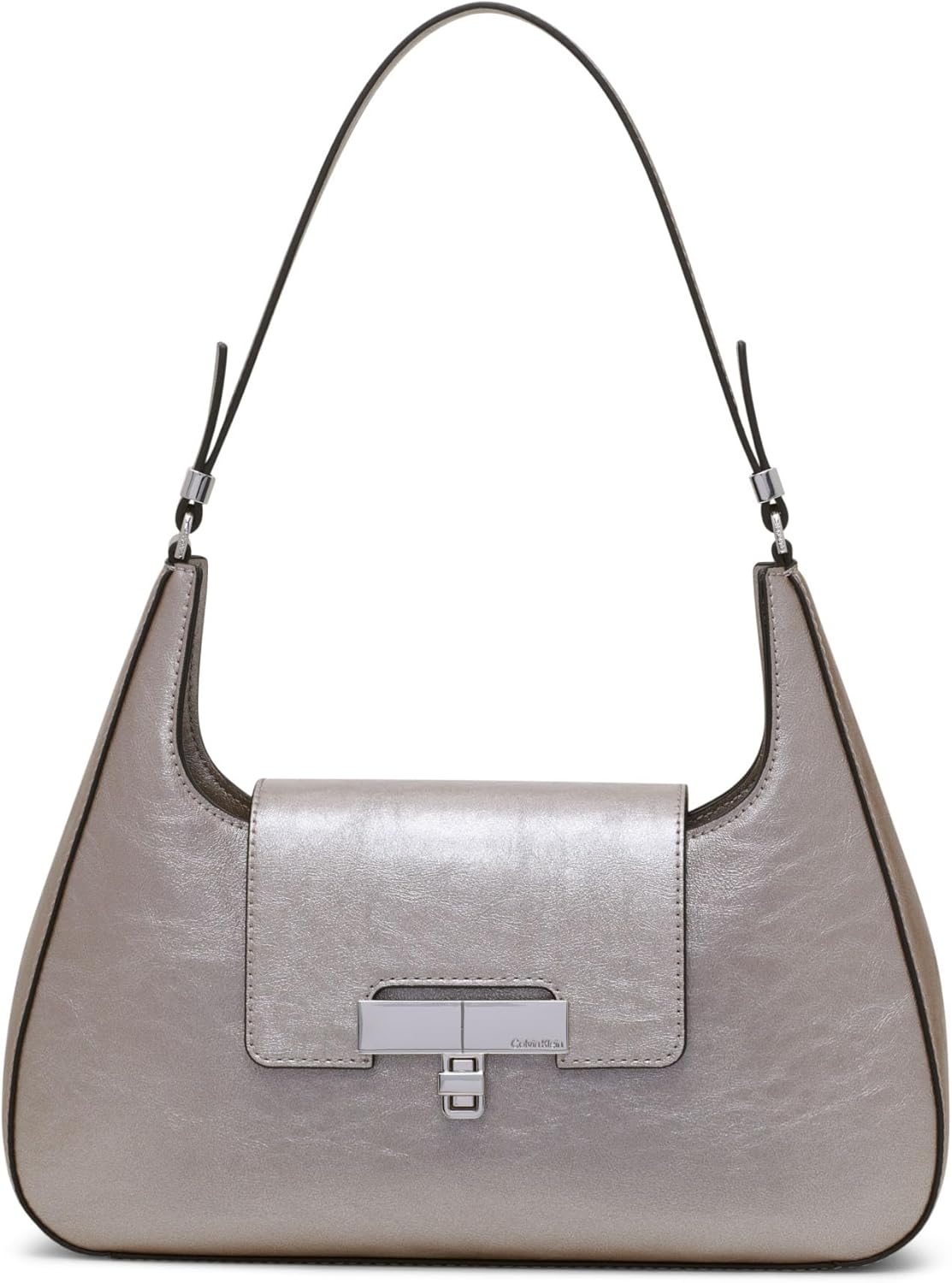 Calvin Klein almond leather shoulder bag with sleek design and adjustable strap for stylish carrying