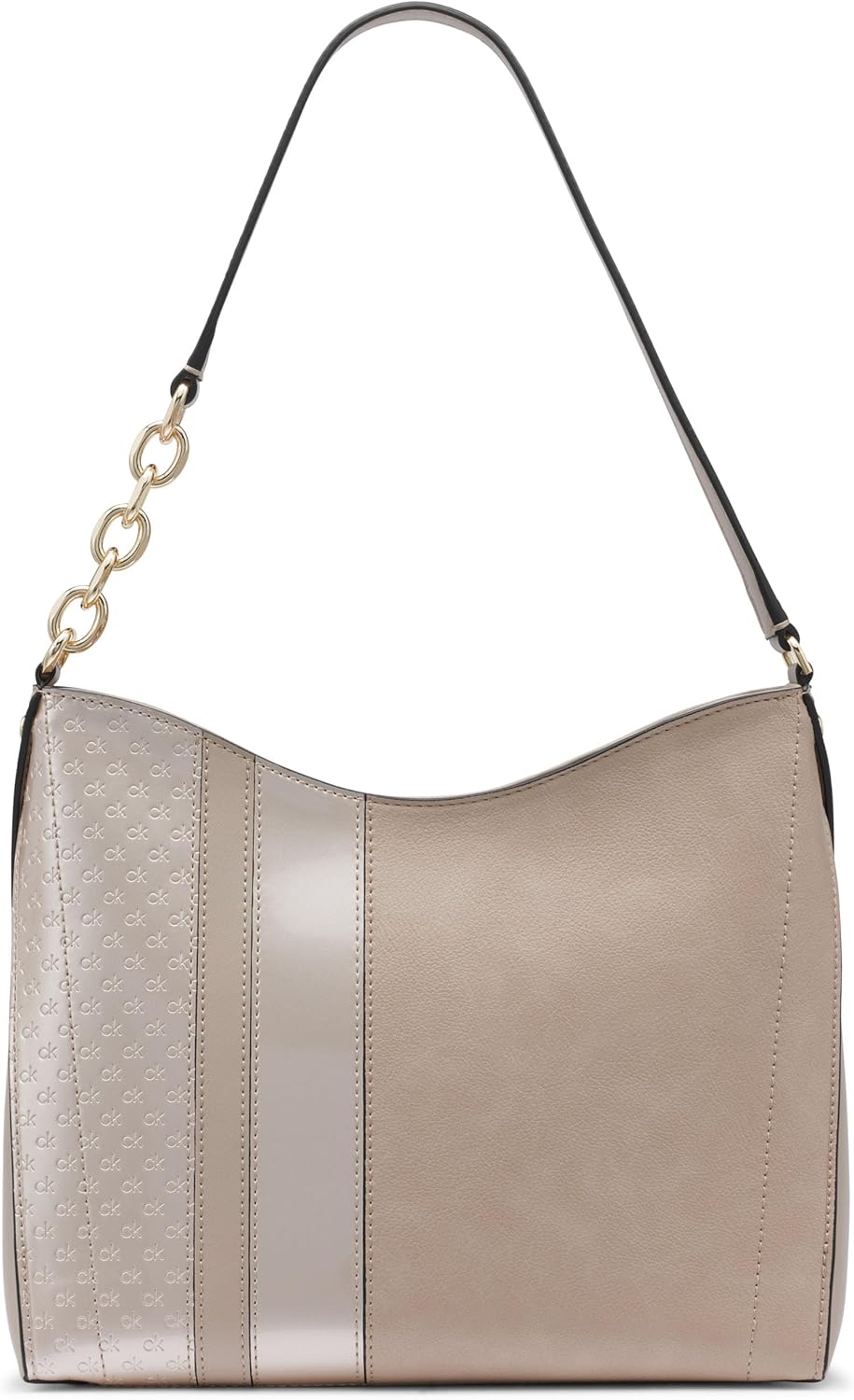 Calvin Klein brown chain shoulder bag crafted from soft leather with elegant silhouette and stylish detailing
