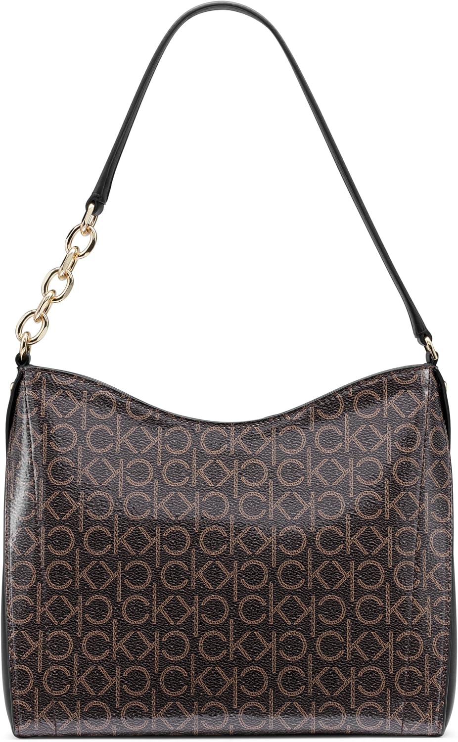 Calvin Klein brown chain shoulder bag with stylish logo pattern and elegant design