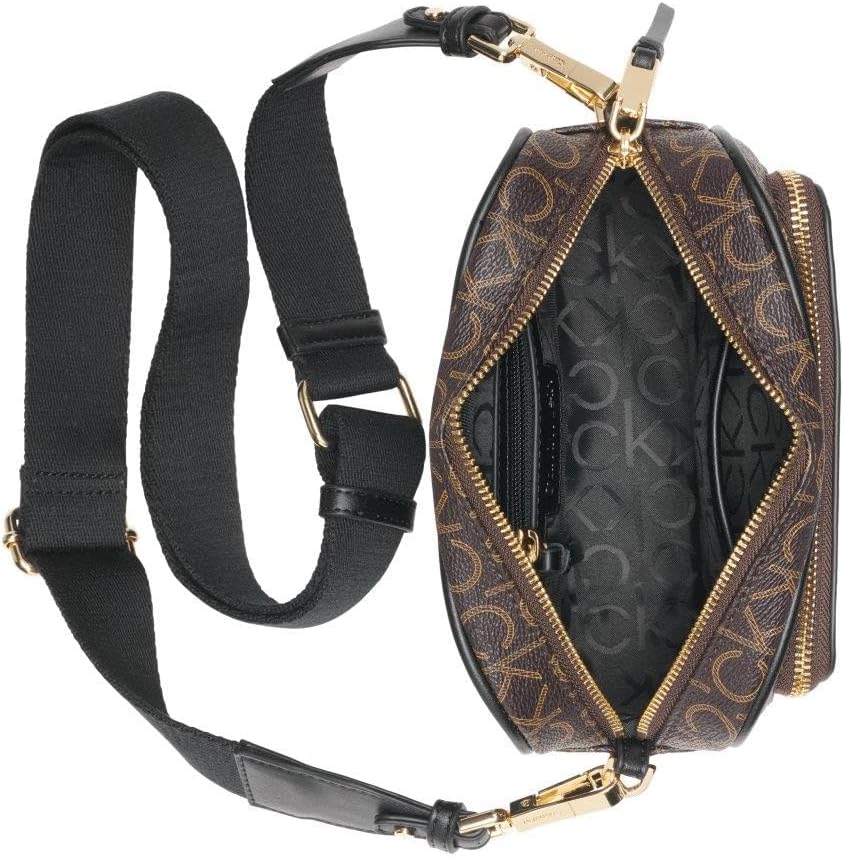 Calvin Klein camera crossbody bag featuring a stylish design and adjustable strap for convenience