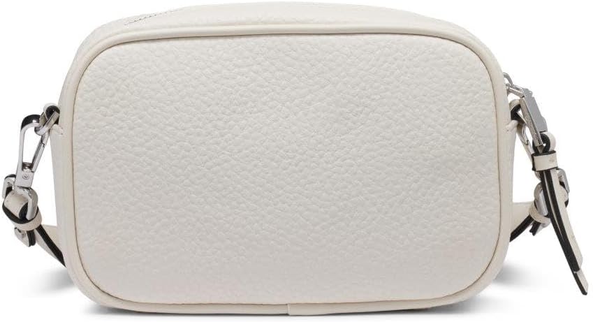Calvin Klein camera crossbody bag in white with textured leather and adjustable straps