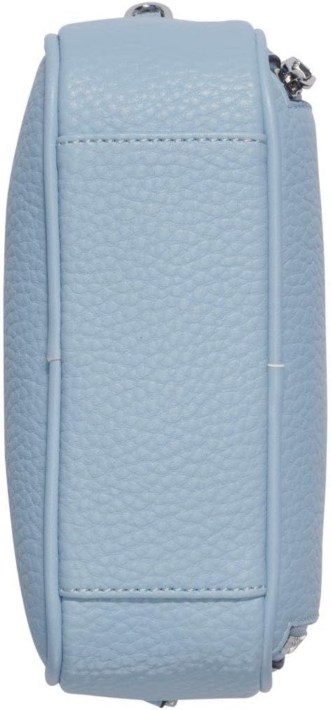Calvin Klein camera crossbody bag in light blue with textured leather finish and zipper closure