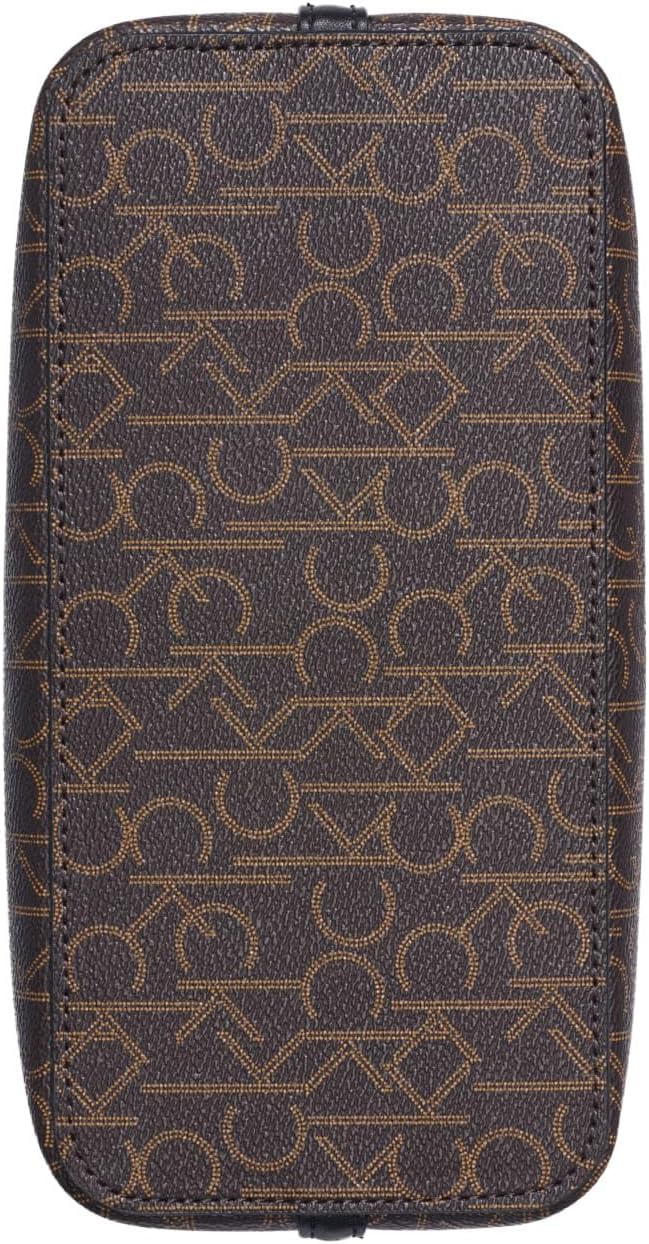 Calvin Klein crossbody bag in brown with signature logo pattern for stylish everyday use