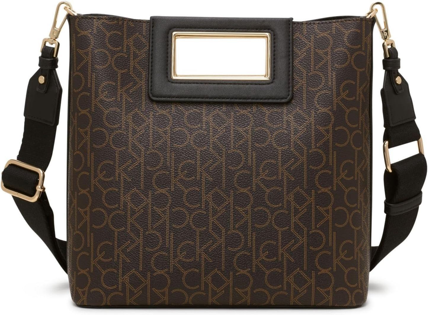 Calvin Klein crossbody bag in brown with logo print and adjustable strap for stylish everyday use
