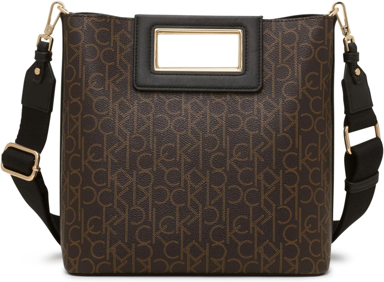 Calvin Klein crossbody bag in brown with logo print and adjustable strap for stylish everyday use