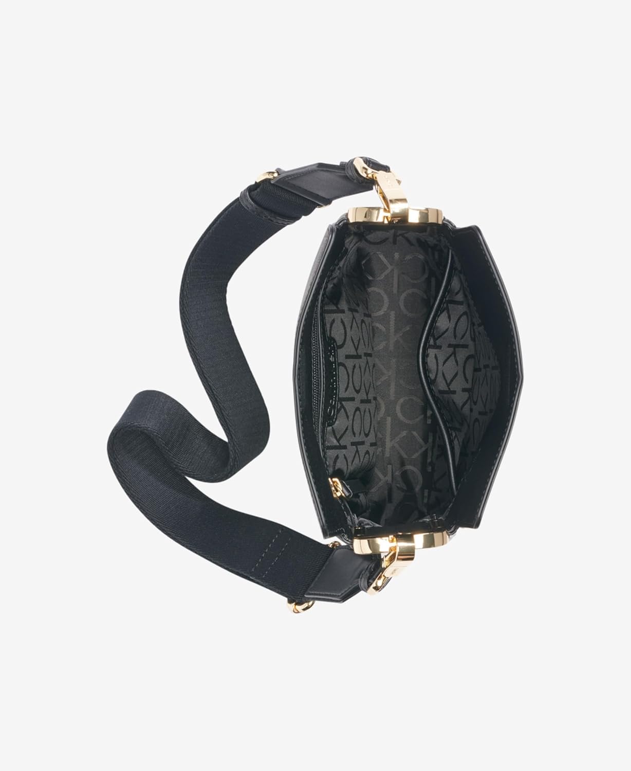 Calvin Klein crossbody bag for women in black with gold accents and spacious interior design