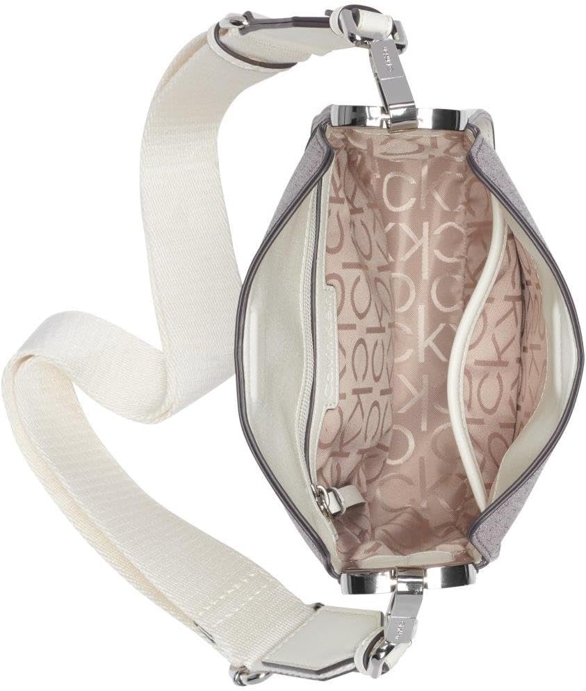 Calvin Klein crossbody bag for women in gray with interior pockets and adjustable strap