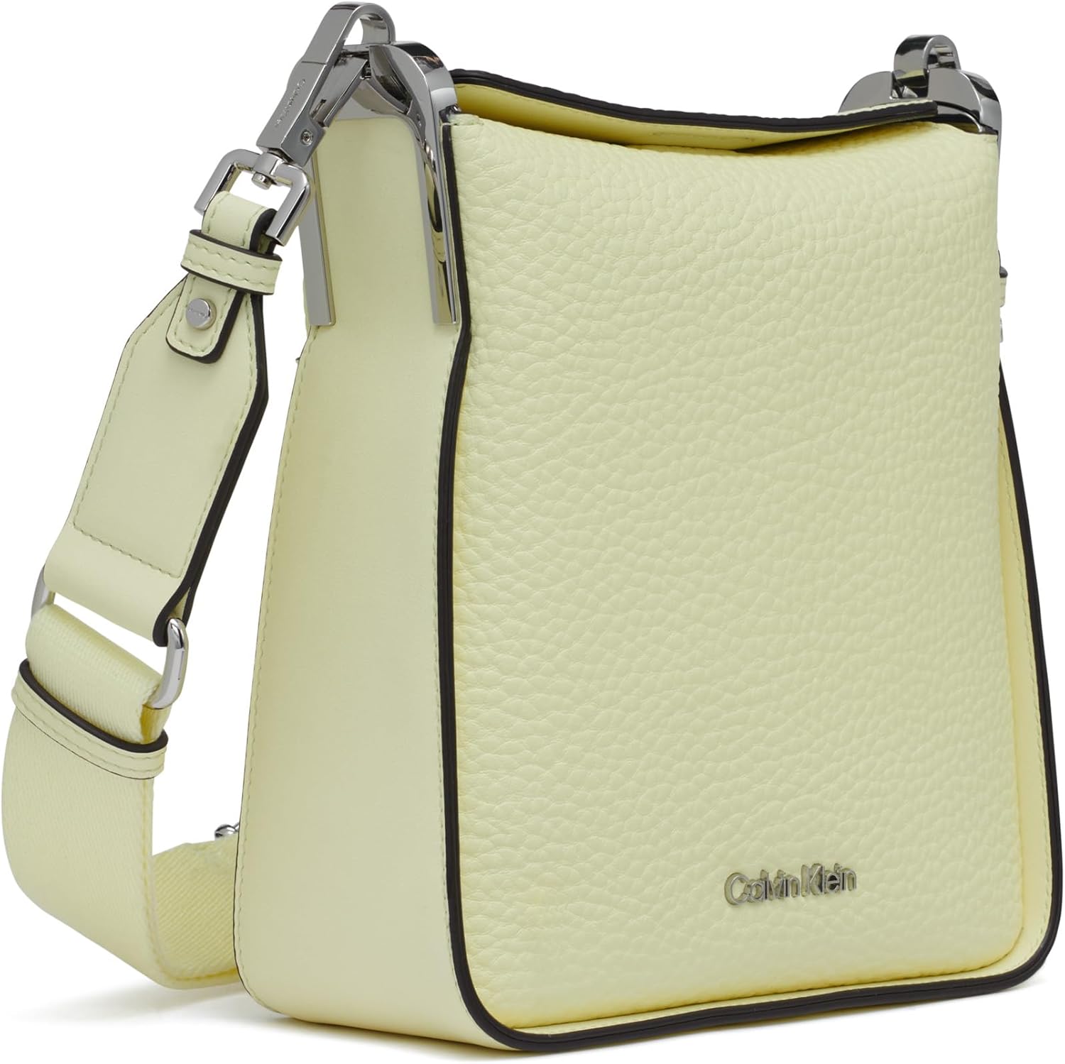 Calvin Klein crossbody bag for women in soft yellow leather with sleek design and adjustable strap